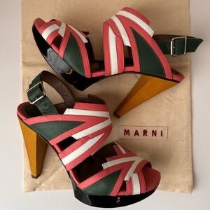 Authentic Marni size 36.5 colorful leather platform heels